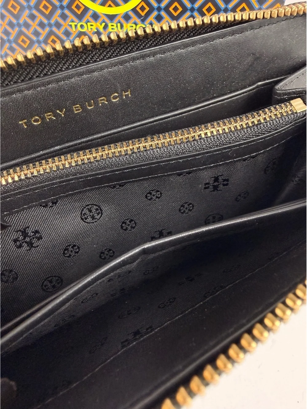 Tory Burch Marion Quilted Patent Leather Zip Around Continental Wallet Black
